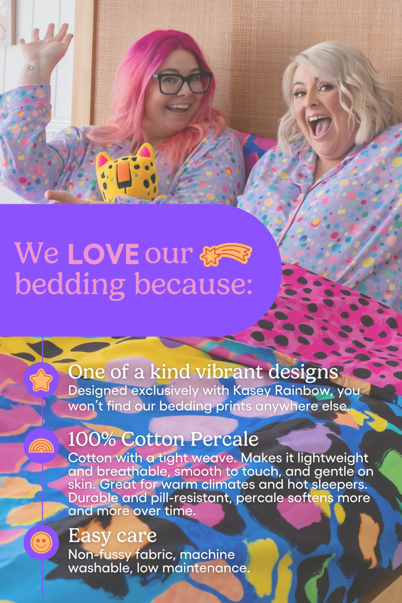 Proud Poppy Clothing Sleep Bright Electric Leopard Quilted Coverlet Set by Kasey Rainbow Clearance