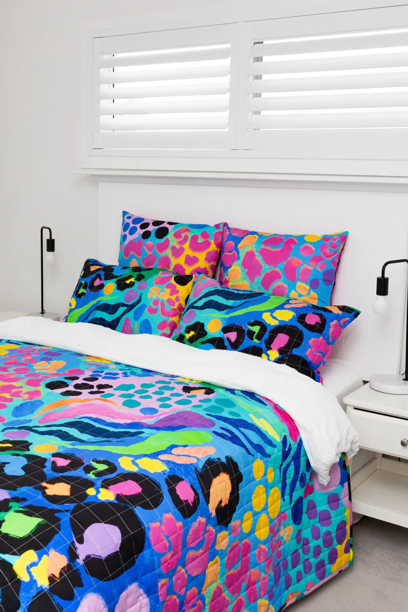 Proud Poppy Clothing Sleep Bright Electric Leopard Quilted Coverlet Set by Kasey Rainbow Clearance
