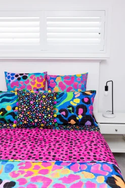 Proud Poppy Clothing Sleep Bright Electric Leopard Quilted Coverlet Set by Kasey Rainbow Clearance