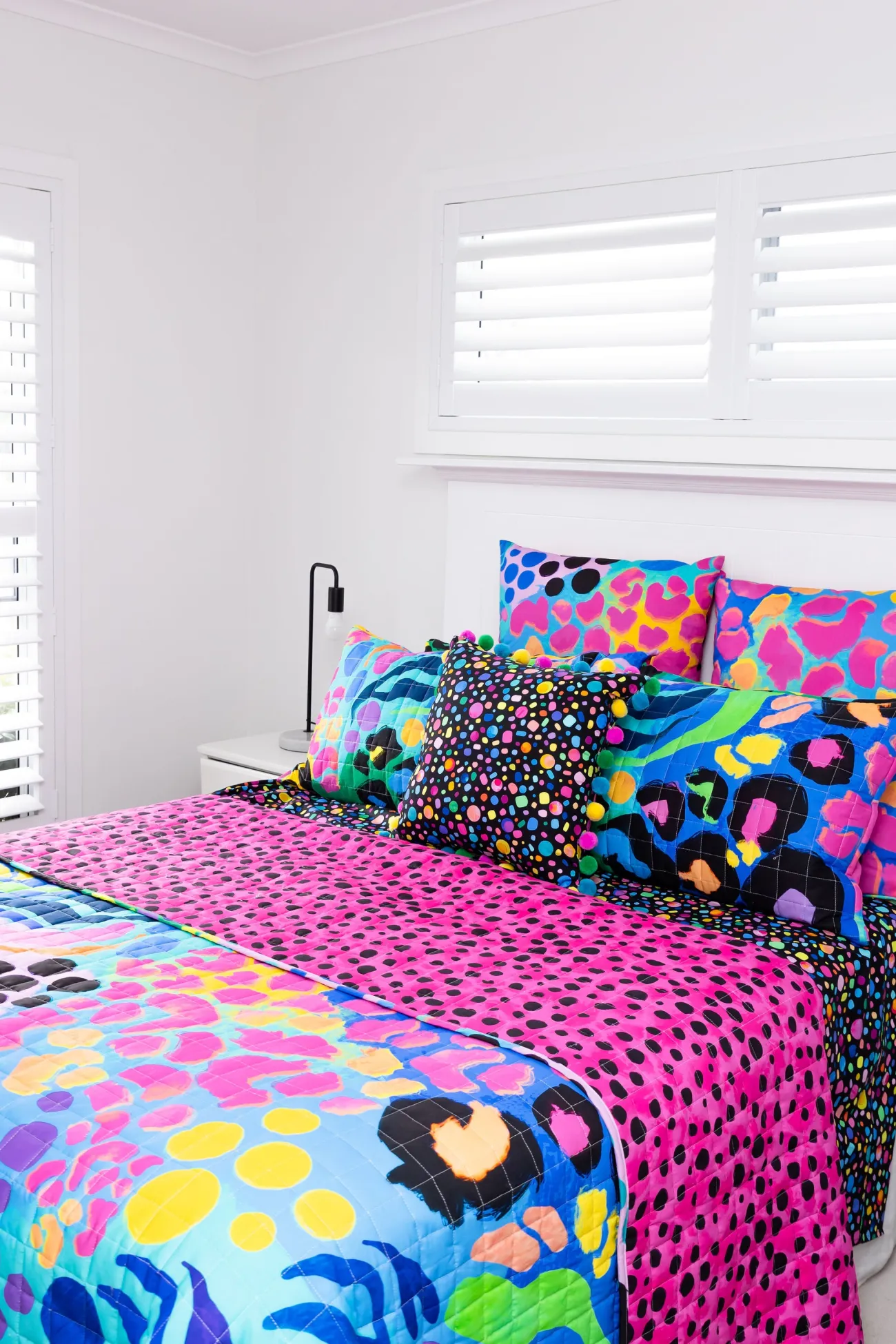 Proud Poppy Clothing Sleep Bright Electric Leopard Quilted Coverlet Set by Kasey Rainbow Clearance