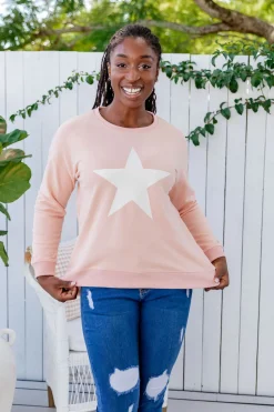 Proud Poppy Clothing Star Crew Sweater in Dusty Pink DustyPink Discount