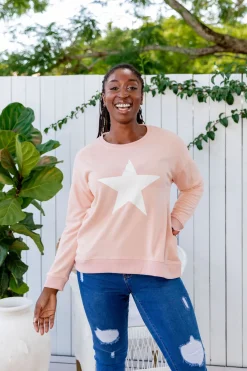 Proud Poppy Clothing Star Crew Sweater in Dusty Pink DustyPink Discount