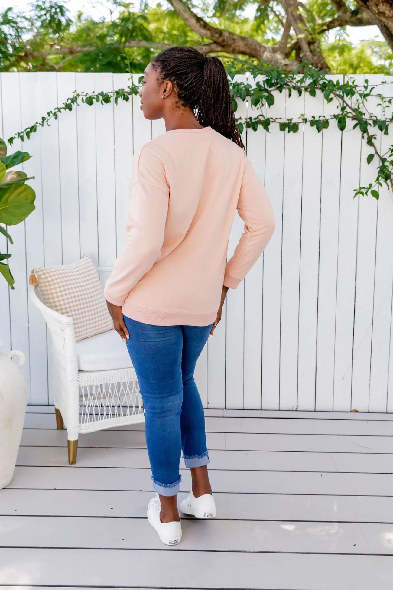 Proud Poppy Clothing Star Crew Sweater in Dusty Pink DustyPink Discount