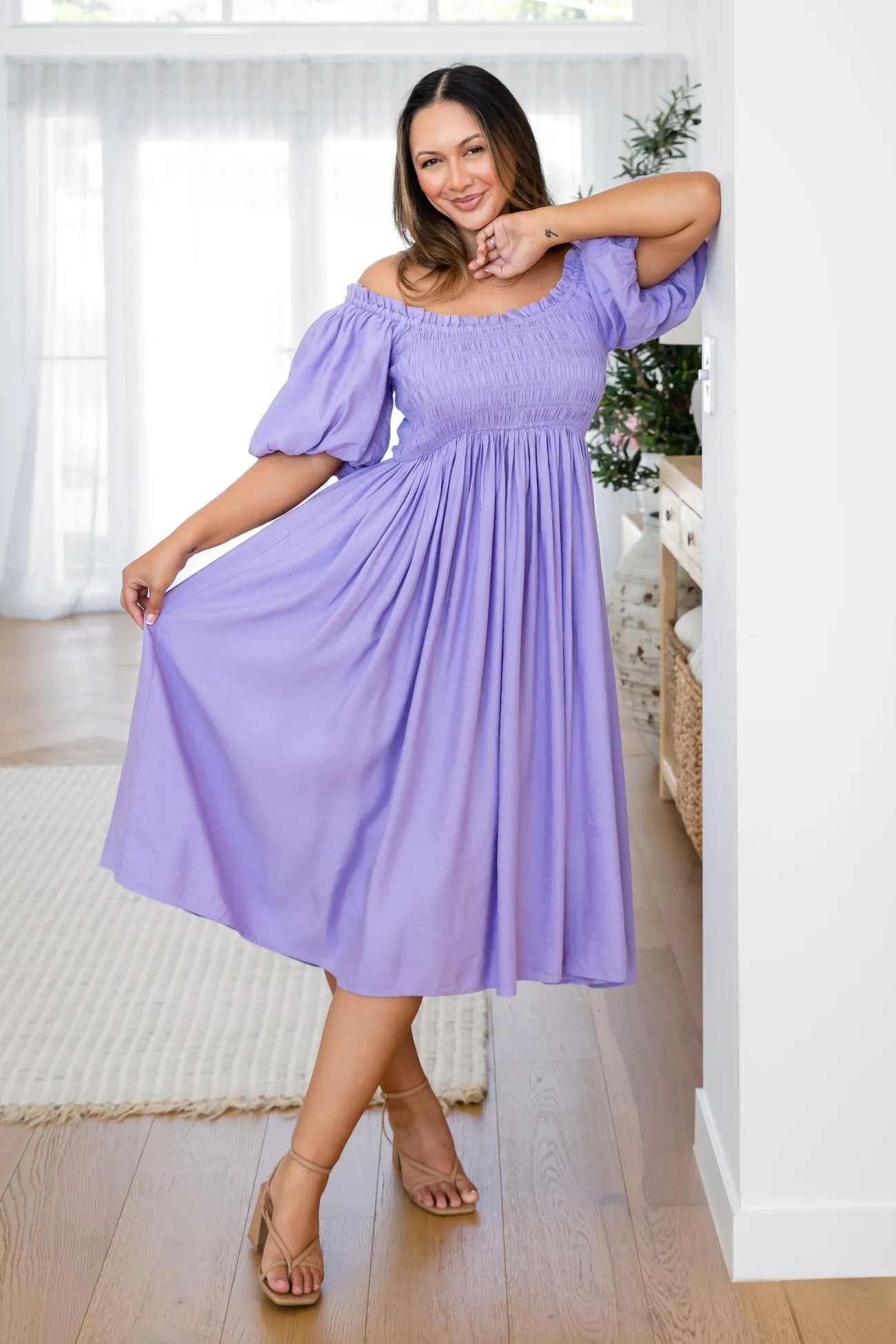Proud Poppy Clothing Stelle Linen Blend Dress in Lavender Fashion