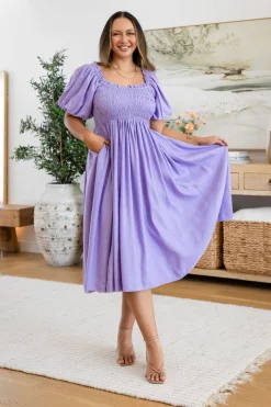Proud Poppy Clothing Stelle Linen Blend Dress in Lavender Fashion