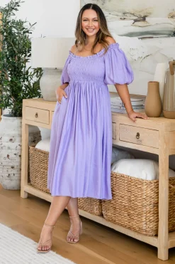 Proud Poppy Clothing Stelle Linen Blend Dress in Lavender Fashion