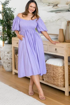Proud Poppy Clothing Stelle Linen Blend Dress in Lavender Fashion