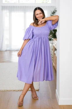 Proud Poppy Clothing Stelle Linen Blend Dress in Lavender Fashion