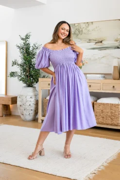 Proud Poppy Clothing Stelle Linen Blend Dress in Lavender Fashion
