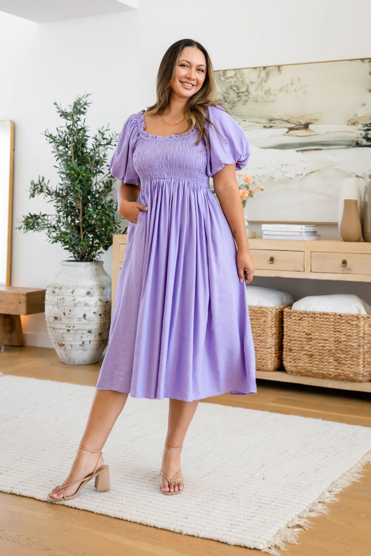 Proud Poppy Clothing Stelle Linen Blend Dress in Lavender Fashion