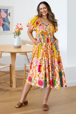 Proud Poppy Clothing Stelle Linen Blend Dress in Summer Crush SummerCrush Outlet
