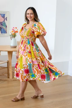 Proud Poppy Clothing Stelle Linen Blend Dress in Summer Crush SummerCrush Outlet