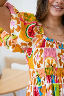 Proud Poppy Clothing Stelle Linen Blend Dress in Summer Crush SummerCrush Outlet