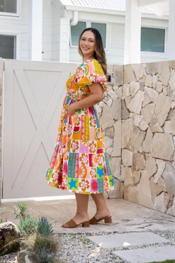 Proud Poppy Clothing Stelle Linen Blend Dress in Summer Crush SummerCrush Outlet