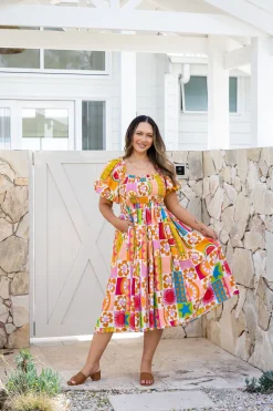 Proud Poppy Clothing Stelle Linen Blend Dress in Summer Crush SummerCrush Outlet