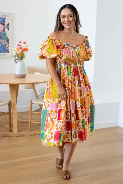 Proud Poppy Clothing Stelle Linen Blend Dress in Summer Crush SummerCrush Outlet