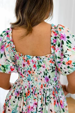 Proud Poppy Clothing Stelle Linen Blend Midi Dress in Rose Fleur RoseFleur Best