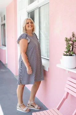Proud Poppy Clothing Stevie Dress in Candy Stripe Navy CandyStripeNavy Sale