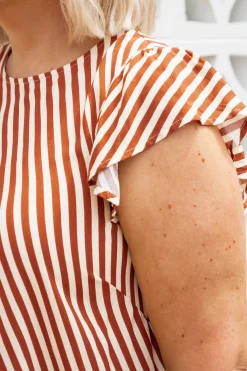 Proud Poppy Clothing Stevie Dress in Candy Stripe Rust CandyStripeRust Online