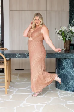 Proud Poppy Clothing Tallulah Maxi Dress in Rust & Gold Rust&Gold Discount