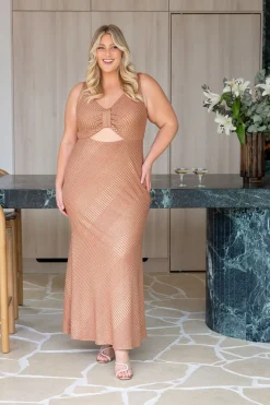 Proud Poppy Clothing Tallulah Maxi Dress in Rust & Gold Rust&Gold Discount