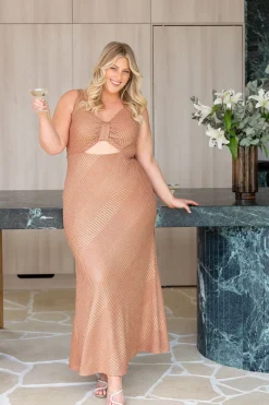 Proud Poppy Clothing Tallulah Maxi Dress in Rust & Gold Rust&Gold Discount