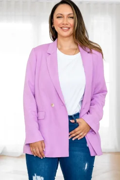 Proud Poppy Clothing Tammy Linen Blend Blazer in Berry Outlet