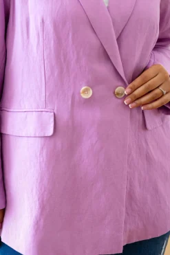 Proud Poppy Clothing Tammy Linen Blend Blazer in Berry Outlet