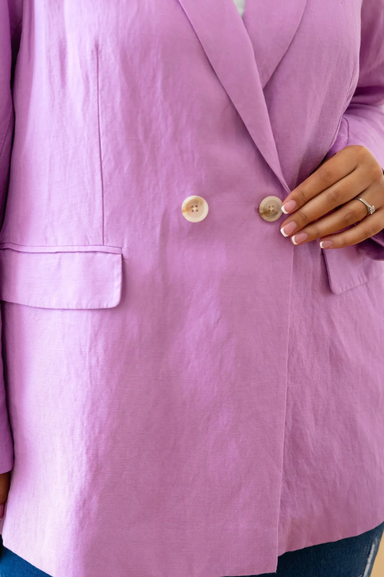 Proud Poppy Clothing Tammy Linen Blend Blazer in Berry Outlet