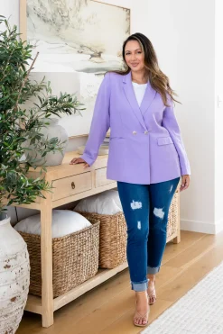 Proud Poppy Clothing Tammy Linen Blend Blazer in Lavender Sale