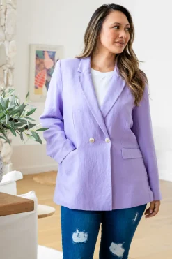 Proud Poppy Clothing Tammy Linen Blend Blazer in Lavender Sale