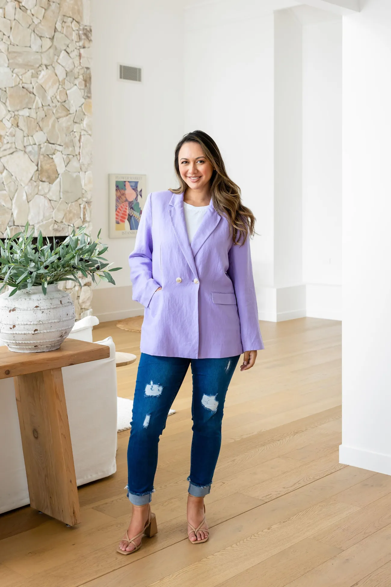 Proud Poppy Clothing Tammy Linen Blend Blazer in Lavender Sale