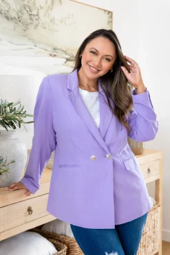 Proud Poppy Clothing Tammy Linen Blend Blazer in Lavender Sale