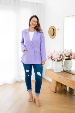 Proud Poppy Clothing Tammy Linen Blend Blazer in Lavender Sale