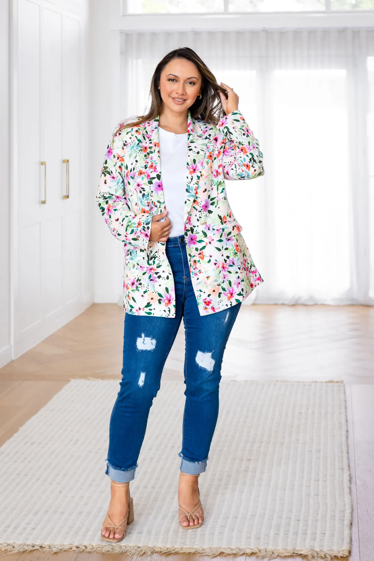 Proud Poppy Clothing Tammy Linen Blend Blazer in Rose Fleur RoseFleur New