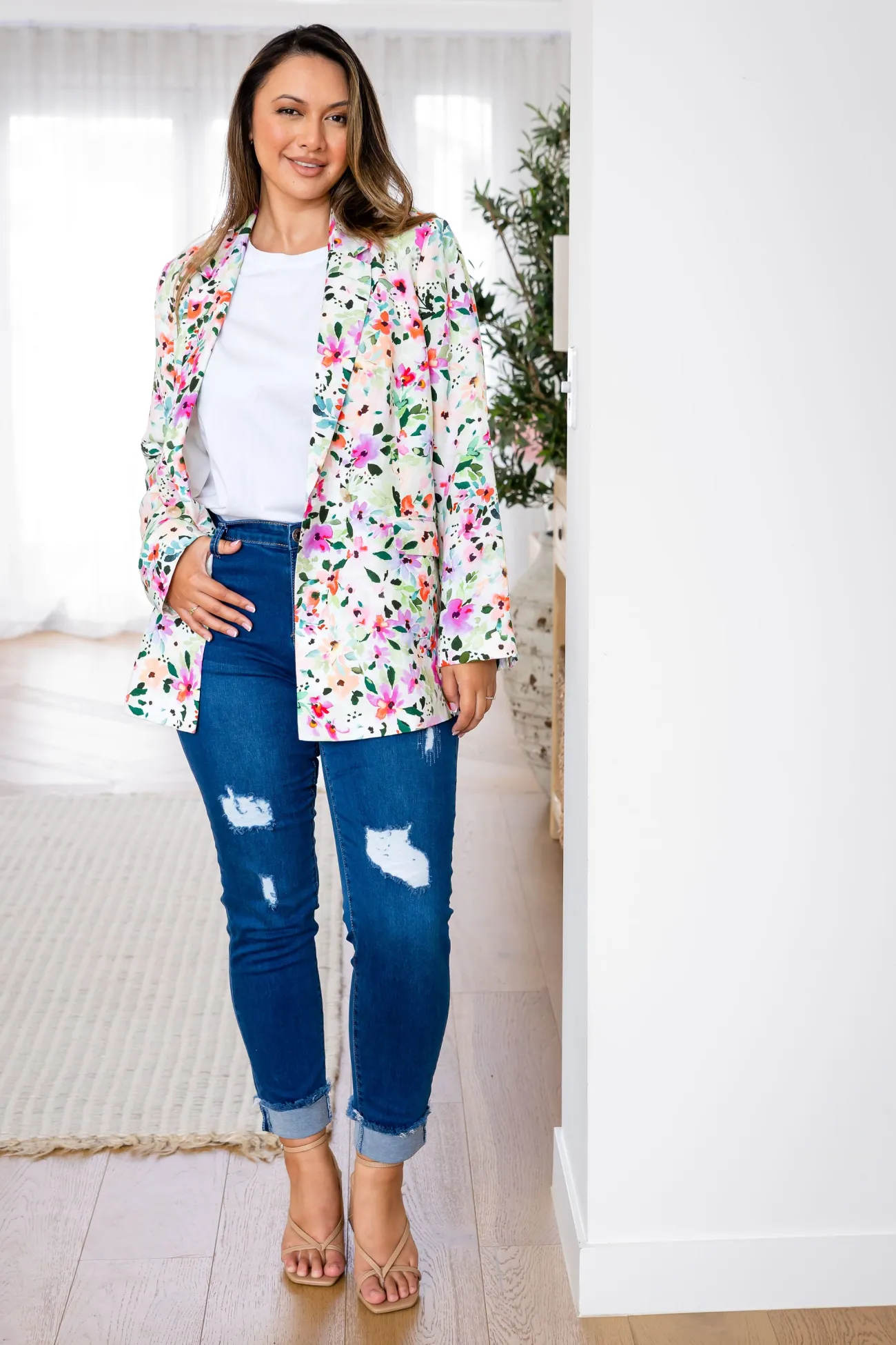 Proud Poppy Clothing Tammy Linen Blend Blazer in Rose Fleur RoseFleur New