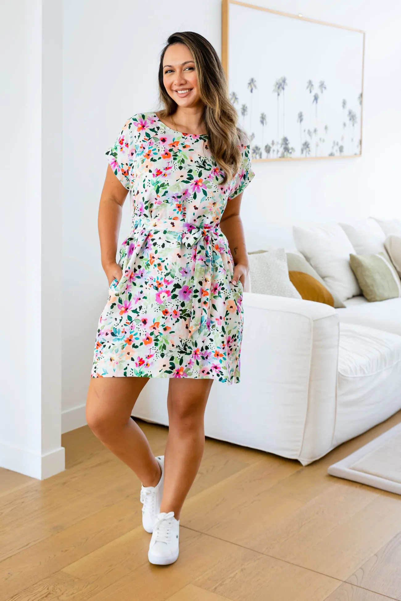 Proud Poppy Clothing Tee Linen Blend Dress in Rose Fleur RoseFleur Discount