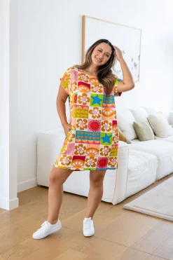 Proud Poppy Clothing Tee Linen Blend Dress in Summer Crush SummerCrush Hot