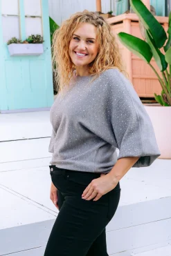 Proud Poppy Clothing Twinkle Embellished Knit in Grey Hot