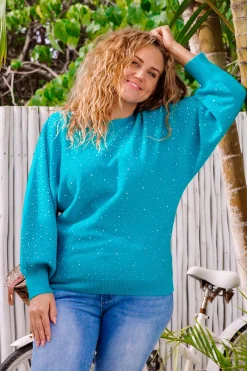 Proud Poppy Clothing Twinkle Embellished Knit in Turquoise Fashion