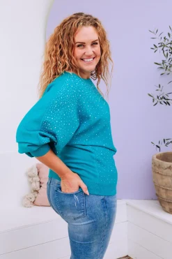 Proud Poppy Clothing Twinkle Embellished Knit in Turquoise Fashion