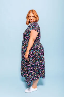 Proud Poppy Clothing *UNICORN* Aurora Midi Dress in Black Pebble by Kasey Rainbow New