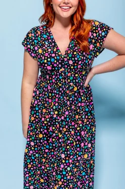Proud Poppy Clothing *UNICORN* Aurora Midi Dress in Black Pebble by Kasey Rainbow New