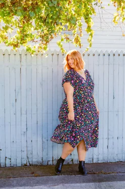 Proud Poppy Clothing *UNICORN* Aurora Midi Dress in Black Pebble by Kasey Rainbow New