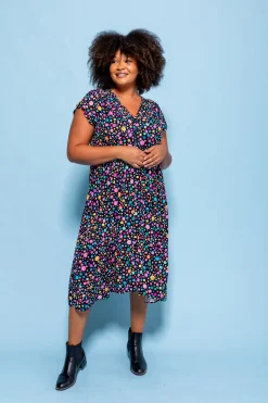 Proud Poppy Clothing *UNICORN* Aurora Midi Dress in Black Pebble by Kasey Rainbow New