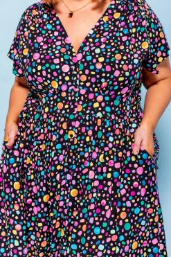 Proud Poppy Clothing *UNICORN* Aurora Midi Dress in Black Pebble by Kasey Rainbow New