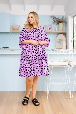Proud Poppy Clothing *UNICORN* Bianca Dress in Purple Cheetah by Kasey Rainbow Outlet