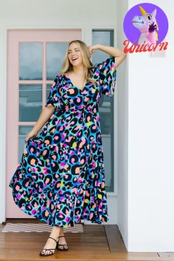 Proud Poppy Clothing *UNICORN* Bonnie Dress in Kasey Leopard by Kasey Rainbow Clearance