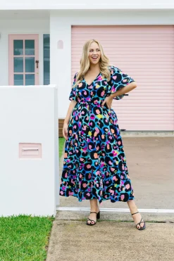 Proud Poppy Clothing *UNICORN* Bonnie Dress in Kasey Leopard by Kasey Rainbow Clearance