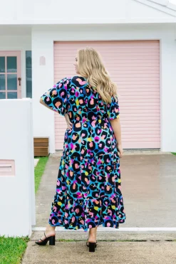 Proud Poppy Clothing *UNICORN* Bonnie Dress in Kasey Leopard by Kasey Rainbow Clearance